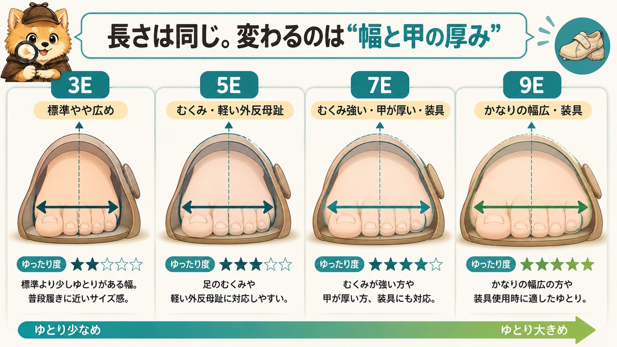 3E・5E・7E・9Eでワイズが広がる図