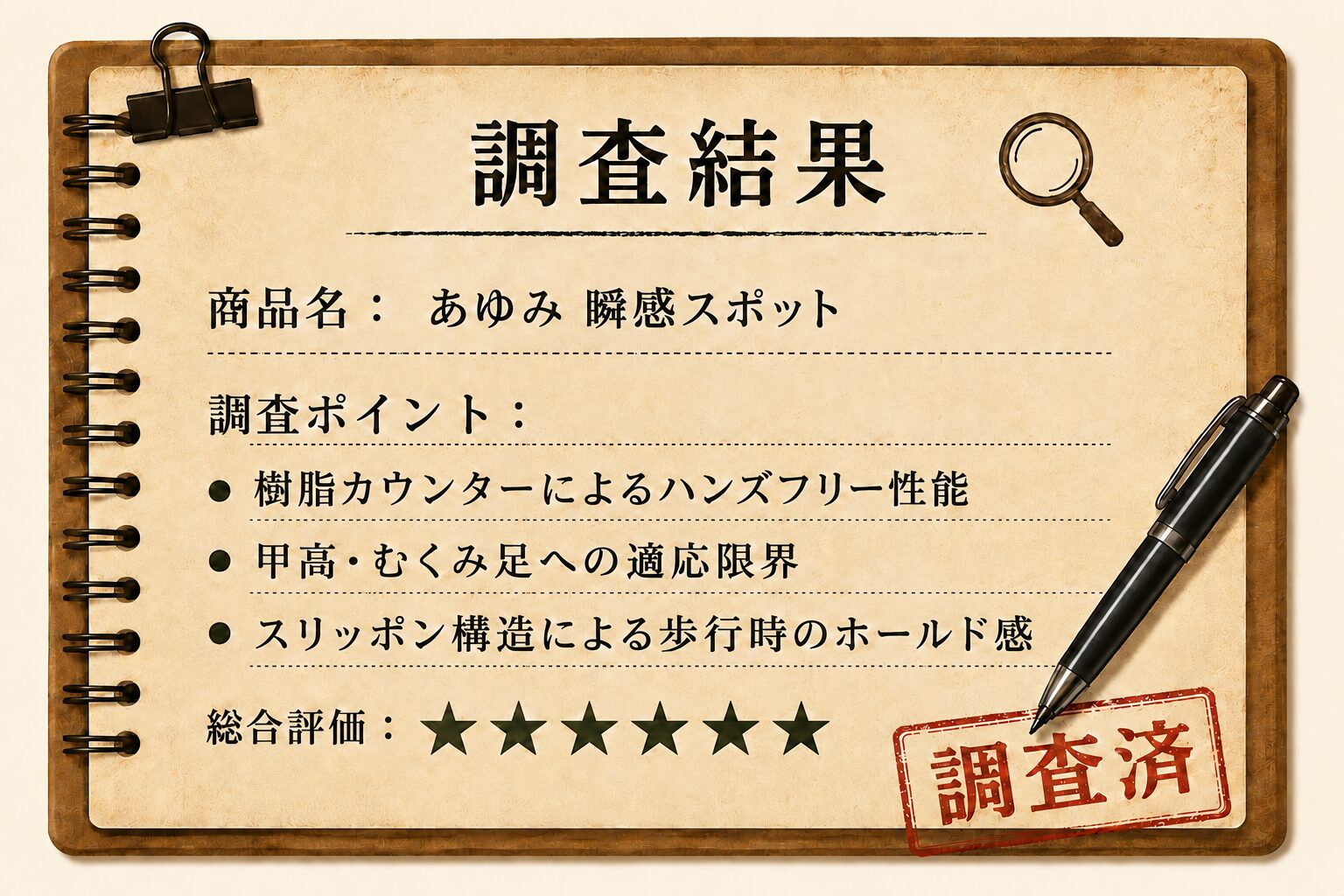 あゆみ 瞬感スポッと 調査結果カード