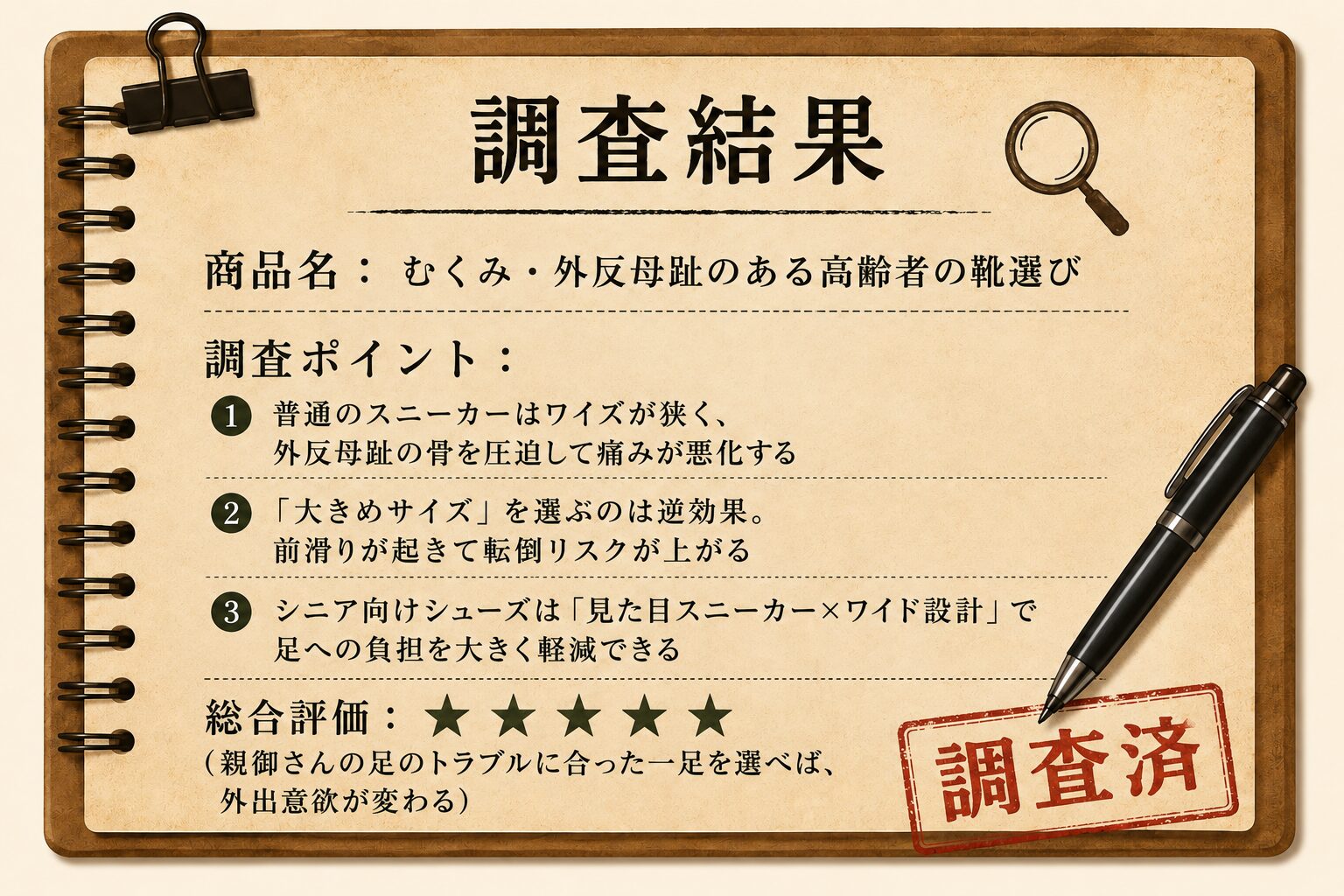 調査結果：むくみ・外反母趾のある高齢者の靴選び