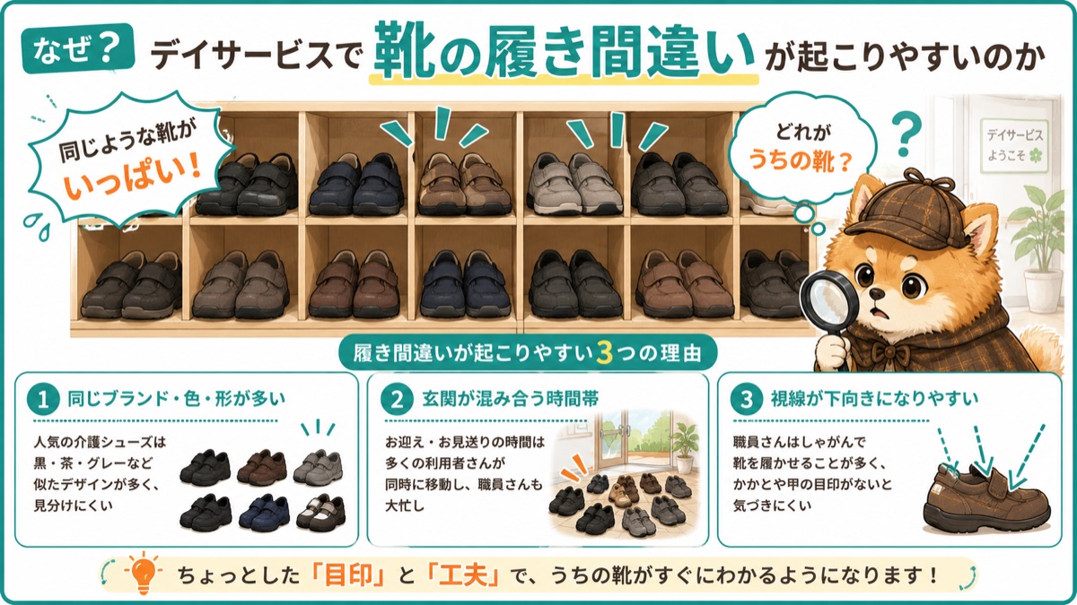 デイサービスで靴の履き間違いが起こりやすい3つの理由