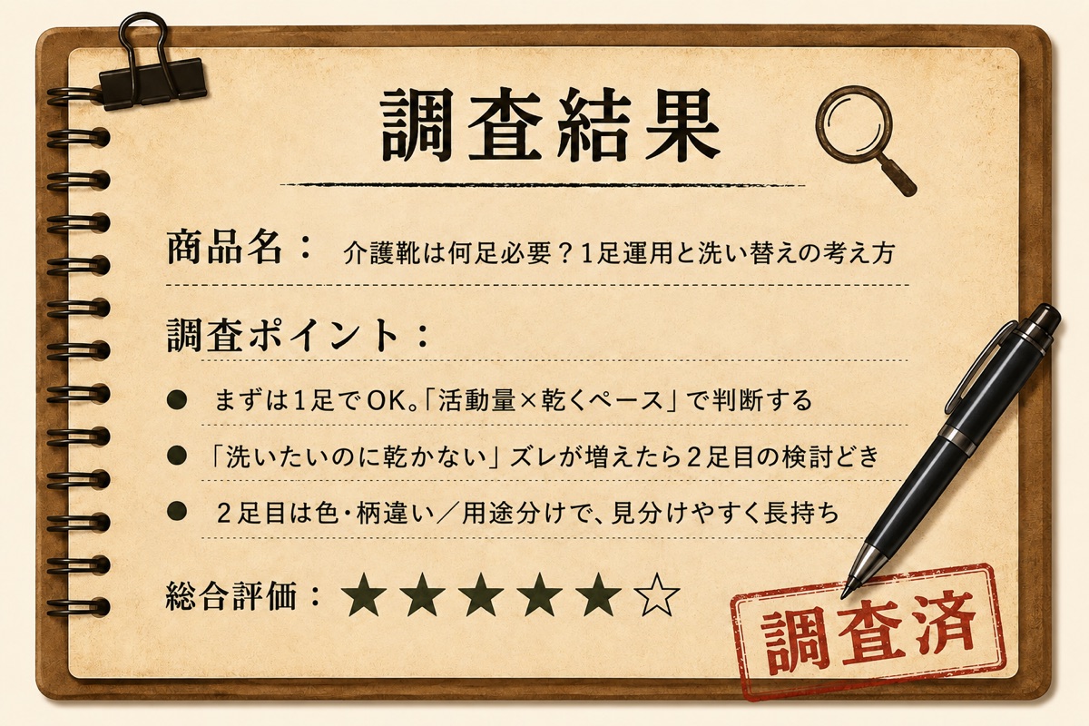 介護靴は何足必要かの調査結果まとめカード
