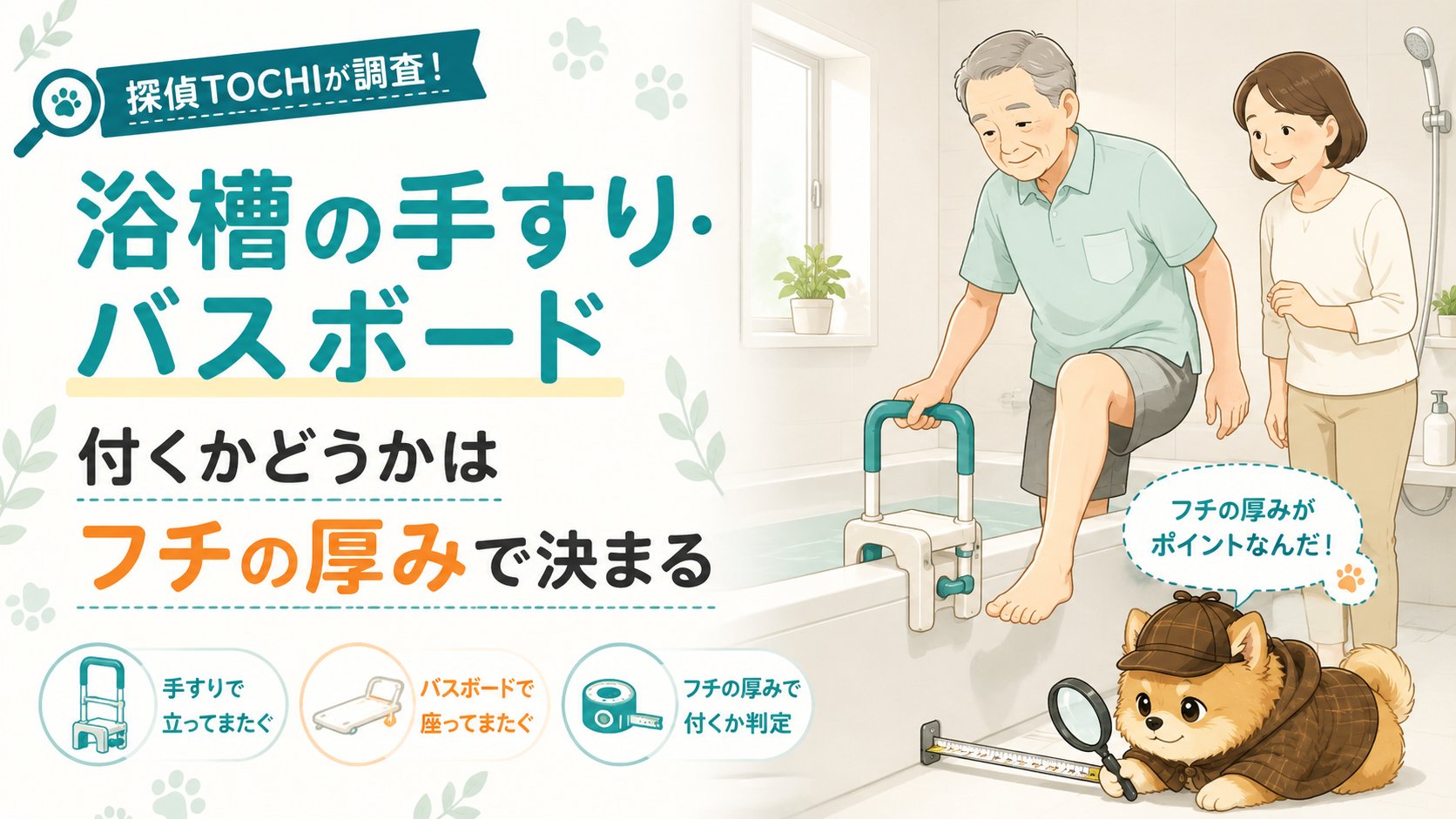 浴槽の手すり・バスボード：付くかどうかはフチの厚みで決まる