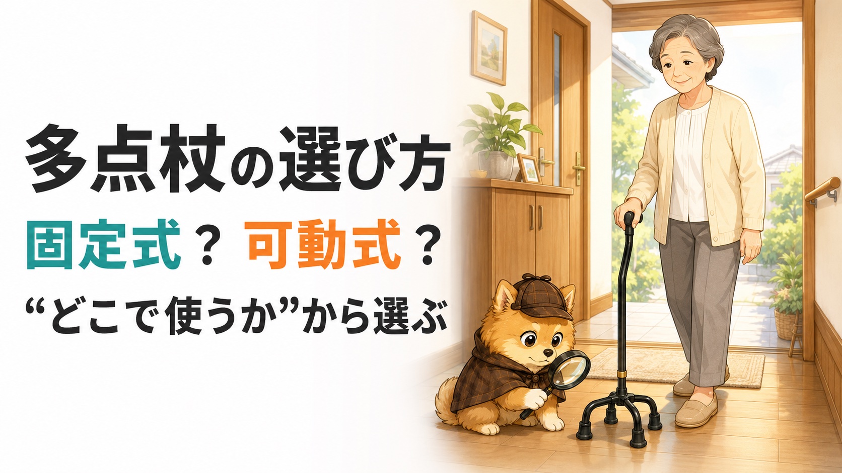 多点杖の選び方｜固定式と可動式の違いと、どこで使うかから選ぶ考え方