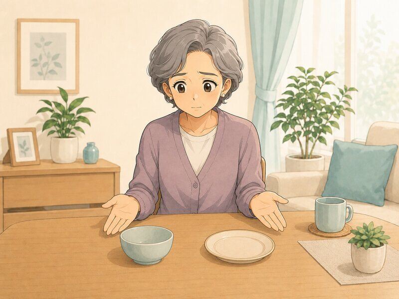 歩行に不安のある高齢女性のイラスト