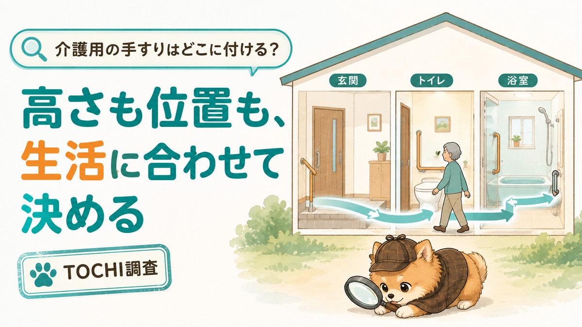 介護用の手すりはどこに付ける？｜高さも位置も、生活に合わせて決める（アイキャッチ）
